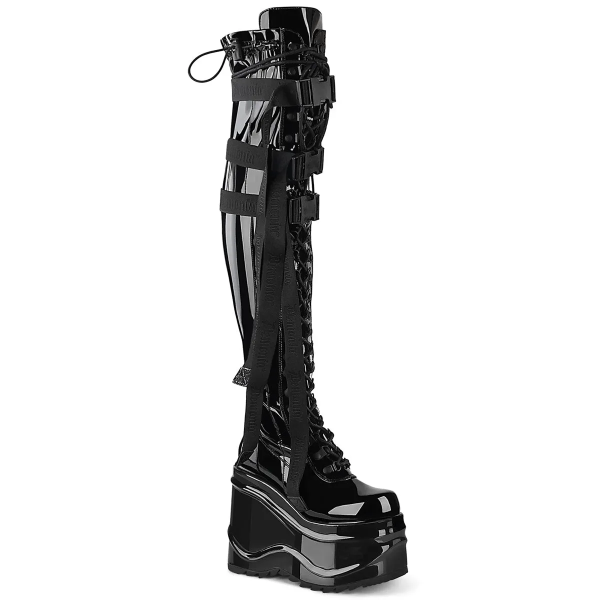 WAVE-315 Demoniacult Alternative Footwear Over-the-Knee Platform Boots