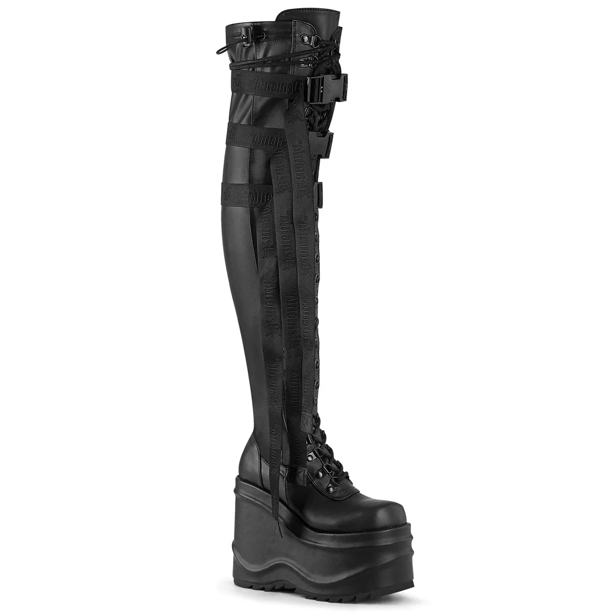 WAVE-315 Demoniacult Alternative Footwear Over-the-Knee Platform Boots